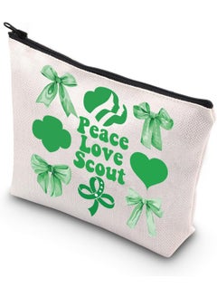 WCGXKO WCGXKO Scout Gift Peace Love Scout Makeup Bag Travel Bag For Scouting Journey Scout Bridging Ceremony Gift (Love Scout bow) 