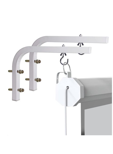 Universal Projector Screen Ceiling Mount, 2 PCS Projector Screen L-Brackets Wall Hanging Mount, 6.5 Inch Adjustable Extension with Hook Kit for Home Office Projector and Movie Screens