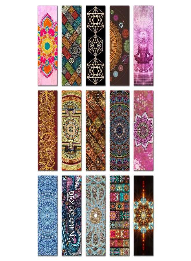 MyTees Designer Bookmarks Set of 15, Specially Designed for Book, Artcard, Matte Finished,NO Repeat Designs, Multi-Color Bookmark Mandala Bookmarks in Indian Colors (6 * 2 inches) - Image 1