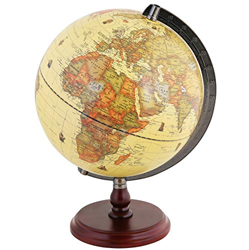 Exerz 10 Antique Globe With A Wood Base Rotating World Globe Modern Map in Vintage Colour Diametre 10 inches - Image 1