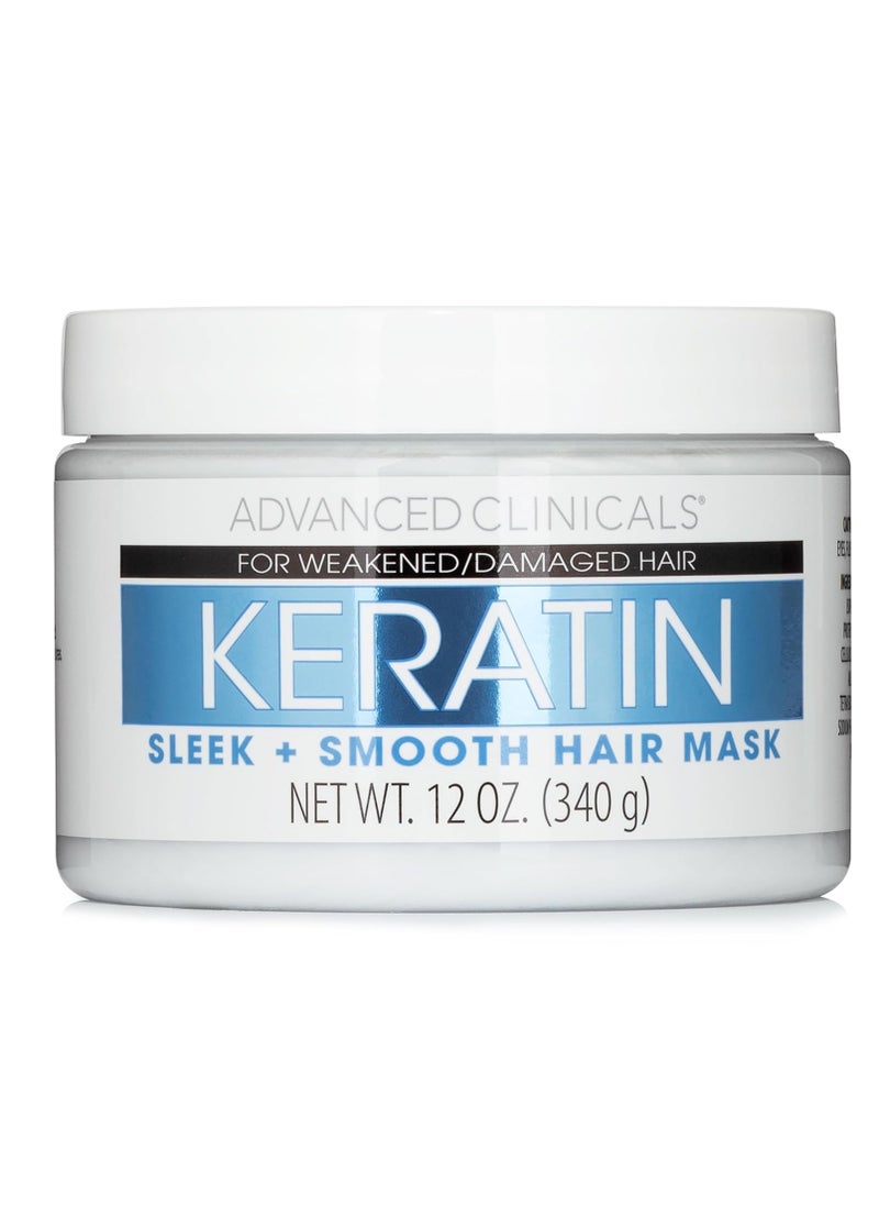 Advanced Clinicals Advanced Clinicals Keratin Hair Mask Treatment, 12 Fl Oz (2-Pack), For Color Treated Hair, Detoxifying + Fortifying Repair Conditioner with Shea Butter, Helps Strengthen Broken Hair  - Image 2