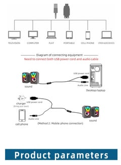 Generic RGB PC Speakers, Desktop Speaker for Game Monitor - Wired USB Speaker for Notebook Computer Music and Desk USB Port Sound System, 3.5 mm Audio Connection, Sound System with Clear Sound for Computer  - Image 2