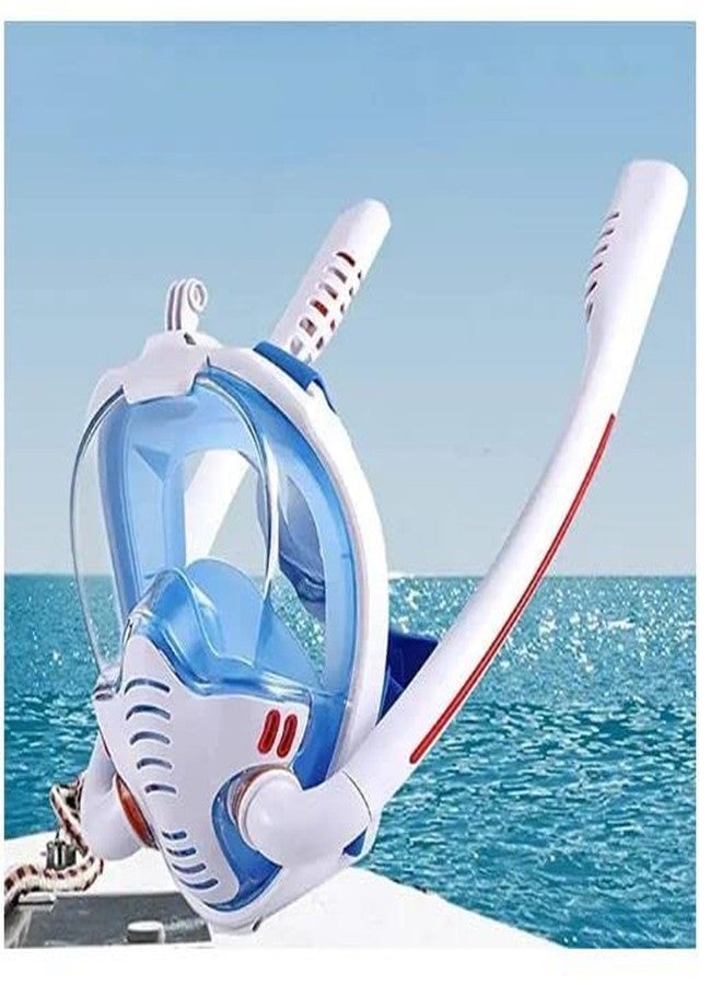 Jolfay Snorkel mask, Dry Snorkel Set for Adults,Panoramic Wide View,Anti-Fog Scuba Diving Mask,Professional Training Snorkeling Gear Blue (L/XL) - Image 1