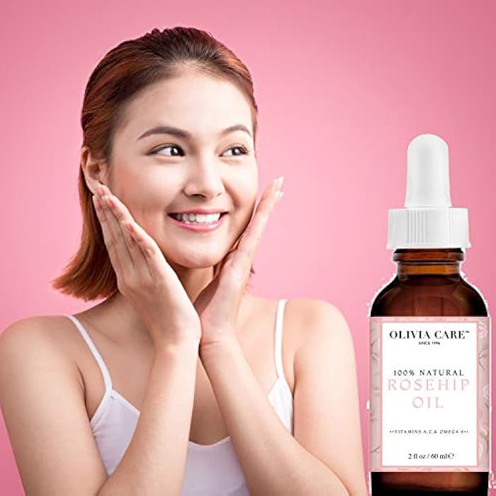 Olivia Care زيت وجه أوليفيا كير من ثمر الورد | 2 أونصة كبيرة | محمل بالفيتامينات E و C و A لعلاج التجاعيد، ندبات حب الشباب، العيوب والهالات السوداء – مرطب طبيعي للجمال للعناية بالبشرة - Image 3