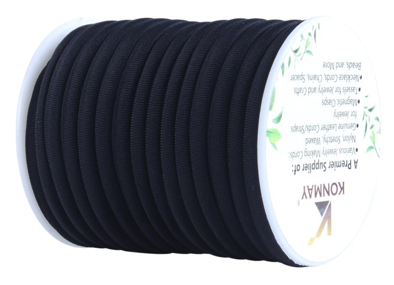 KONMAY 5.0 mm Black Spandex Fabric Stretch Cord, 20 Yards Hollow Round Soft Elastic String for Sewing, Masks, Hair Ties, Jewelry, and DIY Crafting Projects - Image 5