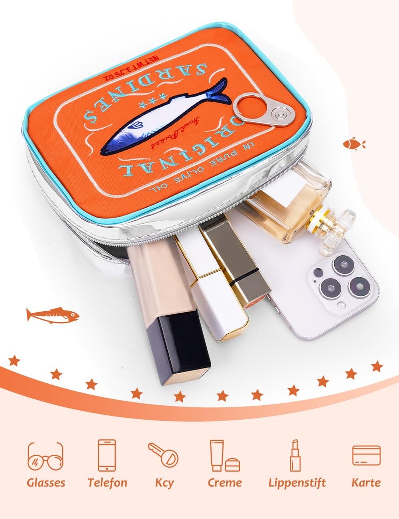 Cessfle Canned Sardines Makeup Bag, Funny Sardine Tin Fish Cosmetic Bag, Creative Cute Makeup Bag Kawaii Pencil Case Pouch, Coquette Make up Pouch for Women… - Image 5
