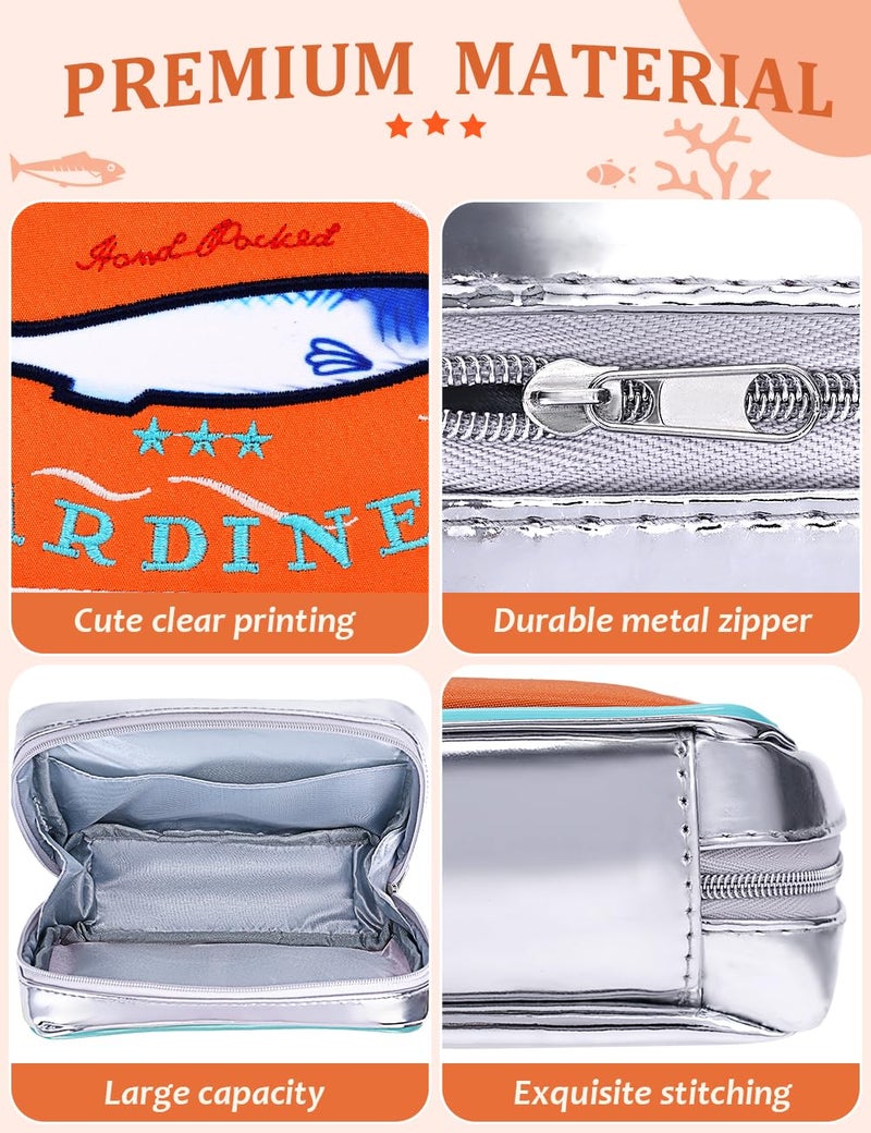Cessfle Canned Sardines Makeup Bag, Funny Sardine Tin Fish Cosmetic Bag, Creative Cute Makeup Bag Kawaii Pencil Case Pouch, Coquette Make up Pouch for Women… - Image 4