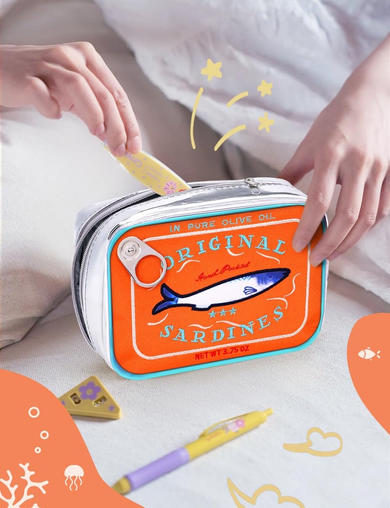 Cessfle Canned Sardines Makeup Bag, Funny Sardine Tin Fish Cosmetic Bag, Creative Cute Makeup Bag Kawaii Pencil Case Pouch, Coquette Make up Pouch for Women… - Image 2