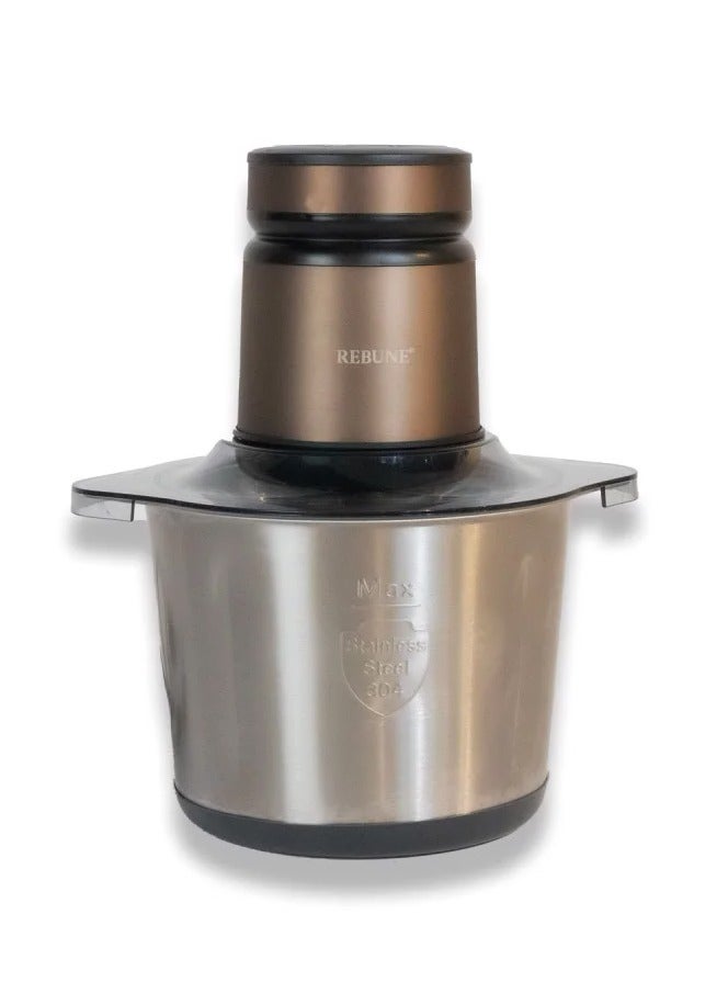 REBUNE Electric Meat And Vegetable Chopper With Two Speeds 3 L 500 W RE-2-163 Gold/Black - Image 1