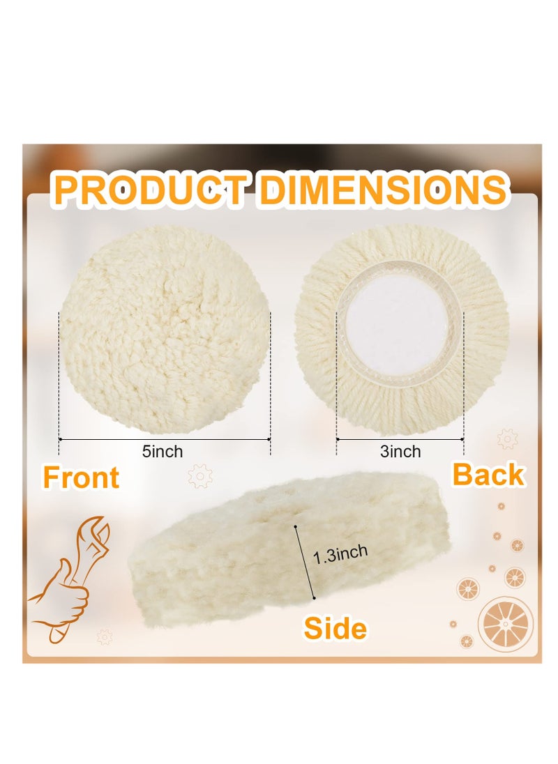 SYOSI - Wool Polishing Pad, 6PCS Buffing Pads Kit Hook Loop Buffing Pads for Drill Curved Edge Compound Cutting Pad Drill Polisher Attachment Wheel Polish Pad, Car Body Repair Buffingc (3inch) - Image 1