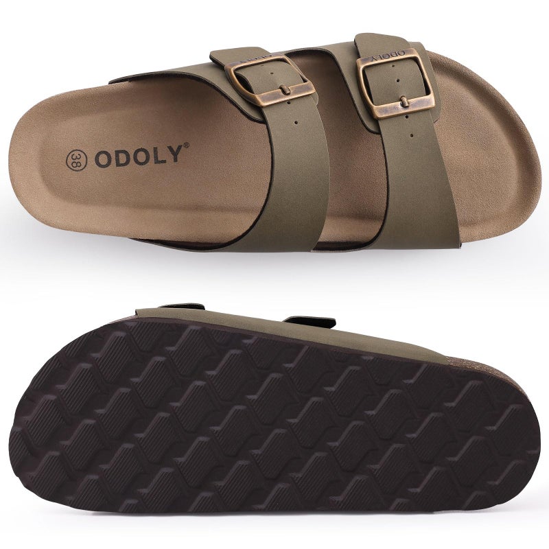 ODOLY Unisex Cork Footbed Slide Sandal, Arch Support Summer Outdoor Sandals with Adjustable Buckle for Women and Men, Almond Frost 39 (8-8.5 Women/6.5-7 Men) - Image 5