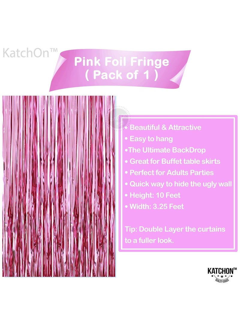 KATCHON Metallic Pink Backdrop Fringe Set Pack of 1 Pink Backdrop Curtain for Party Decorations  - Image 2