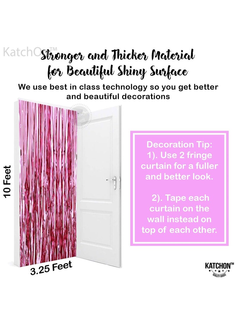 KATCHON Metallic Pink Backdrop Fringe Set Pack of 1 Pink Backdrop Curtain for Party Decorations  - Image 3