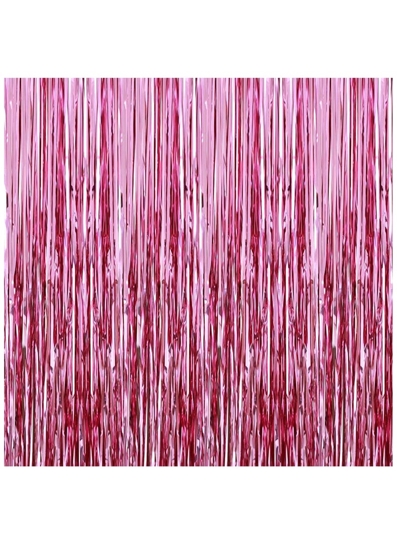 KATCHON Metallic Pink Backdrop Fringe Set Pack of 1 Pink Backdrop Curtain for Party Decorations  - Image 1