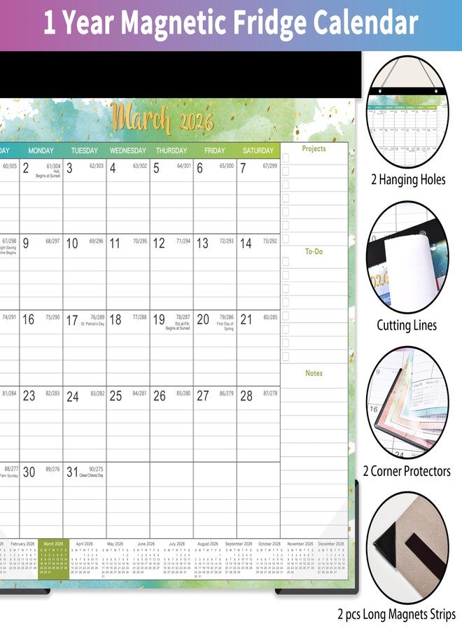 Artfan Magnetic Calendar for Refrigerator - 2026 Magnetic Calendar, Jan.2026 - Dec.2026, 10'' x 10'', 2026 Calendar with 6 Topic Design, Sturdy Magnet Stripe, Hanging Holes & Corner Protector - Image 3