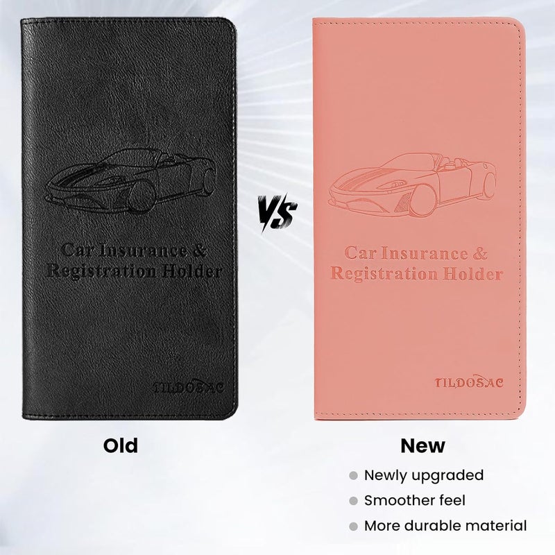 TILDOSAC Car Registration & Insurance Card Holder Leather Auto Glove Box Organizer Document Wallet with Magnetic Shut - Image 2