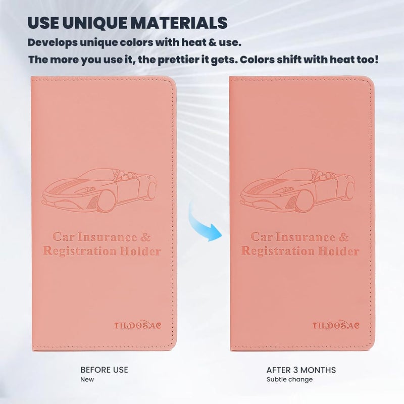 TILDOSAC Car Registration & Insurance Card Holder Leather Auto Glove Box Organizer Document Wallet with Magnetic Shut - Image 3