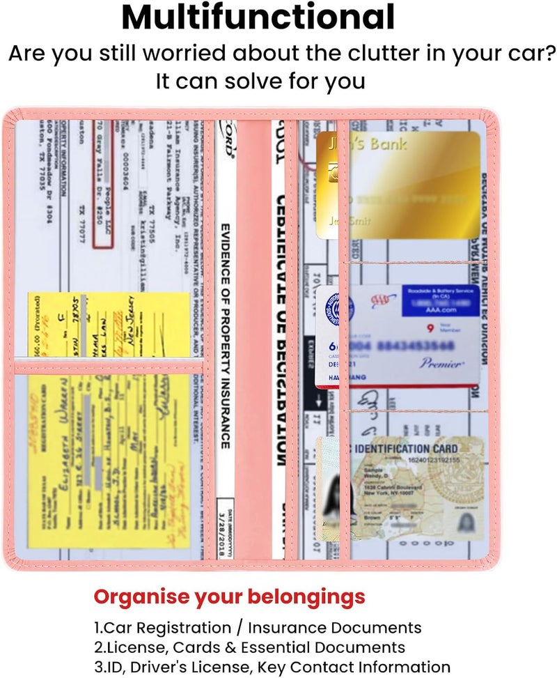 TILDOSAC Car Registration & Insurance Card Holder Leather Auto Glove Box Organizer Document Wallet with Magnetic Shut - Image 5