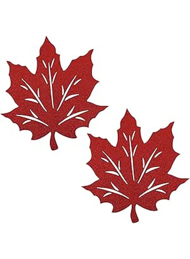 Fall Red Maple Leaf Non Woven Placemats Set of 2 Decorative Table Mats for Thanksgiving Dining Table Protection - Image 1