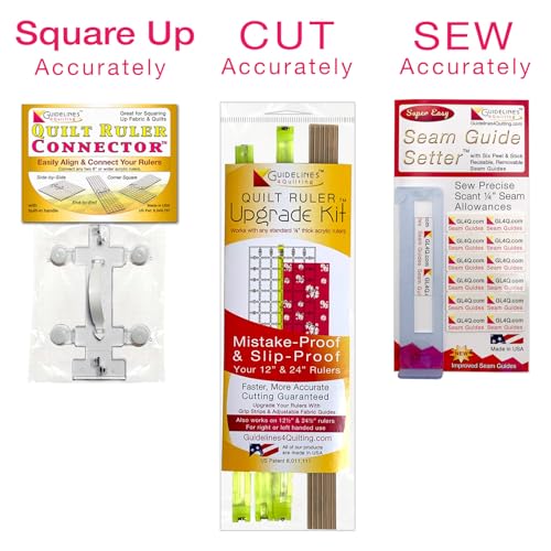 Guidelines4Quilting Perfect4Pattern Set With Free Pack of 6 Seam Guides Take The Guesswork Out Of Squaring Up Cutting And Sewing Fabric Accurately Essential Quilting Tool Set For All Skill Levels - Image 3