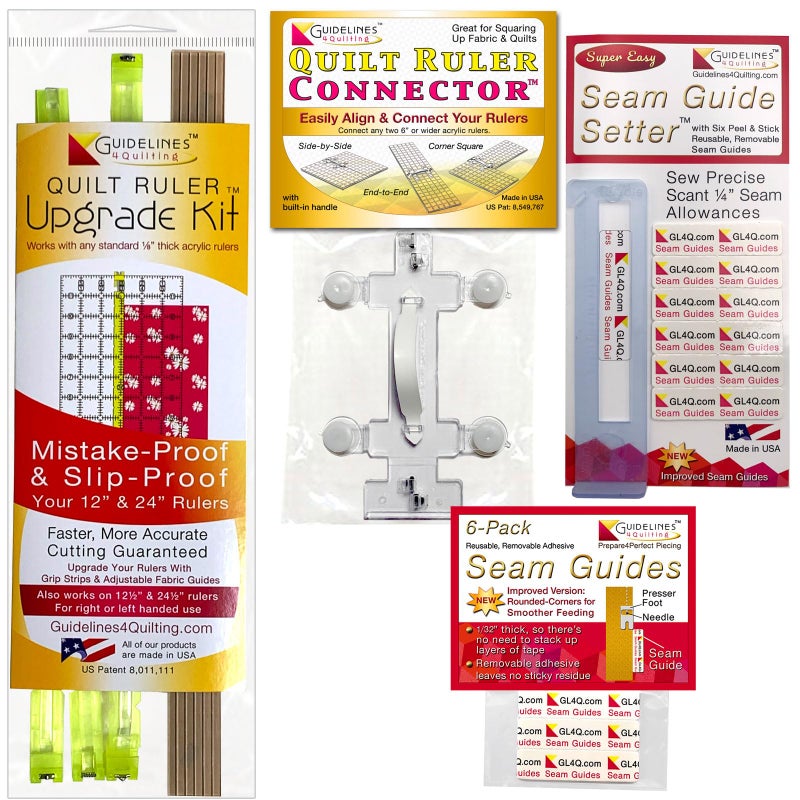 Guidelines4Quilting Perfect4Pattern Set With Free Pack of 6 Seam Guides Take The Guesswork Out Of Squaring Up Cutting And Sewing Fabric Accurately Essential Quilting Tool Set For All Skill Levels - Image 2