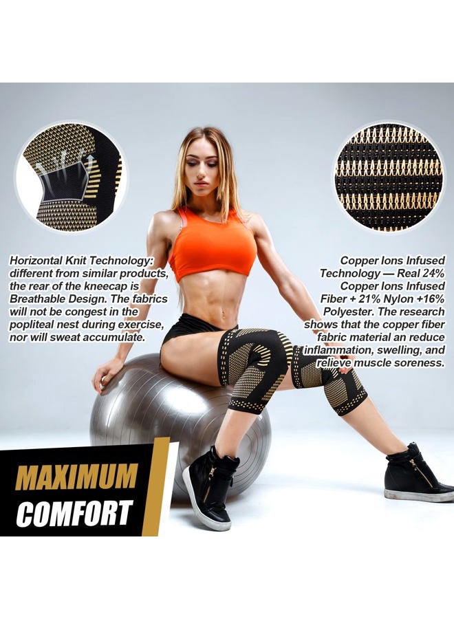 NEENCA Copper Knee Sleeves (Pair), Professional Knee Brace with Copper Ions Infused Fiber Technology, Premium Compression Support for Knee Pain, Sports, Workout, Arthritis, ACL, Joint Pain Relief. - Image 5