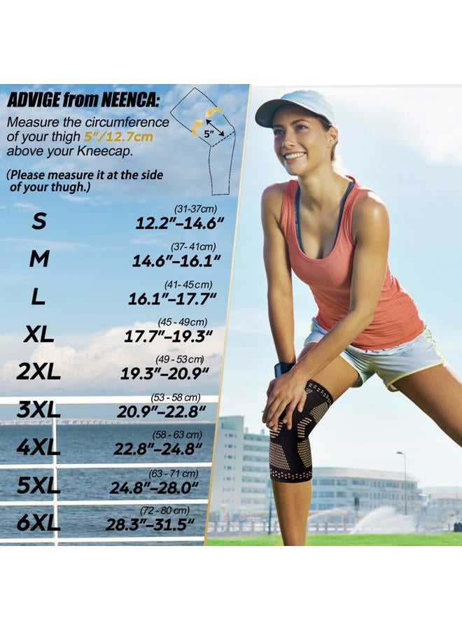 NEENCA Copper Knee Sleeves (Pair), Professional Knee Brace with Copper Ions Infused Fiber Technology, Premium Compression Support for Knee Pain, Sports, Workout, Arthritis, ACL, Joint Pain Relief. - Image 4