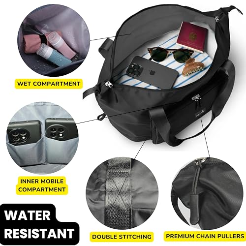POPCUBE Premium Foldable Duffle Bag for Travel for Women-Folding Bags for Travelling-Travel Bag for Women-Multipurpose Foldable Bags for Travelling. (Style 1, Black) - Image 3