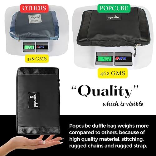 POPCUBE Premium Foldable Duffle Bag for Travel for Women-Folding Bags for Travelling-Travel Bag for Women-Multipurpose Foldable Bags for Travelling. (Style 1, Black) - Image 5