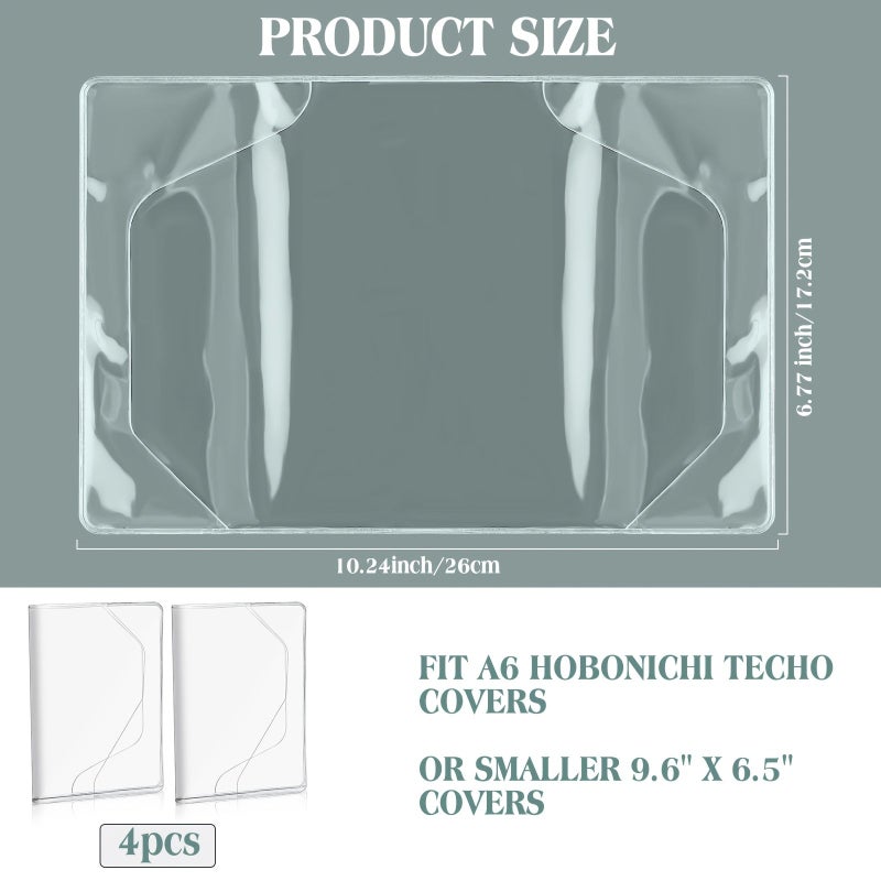 4 Pcs Clear Plastic PVC Book Covers A6 10 X 6.7 Inches Strong Transparent Protective - Image 2