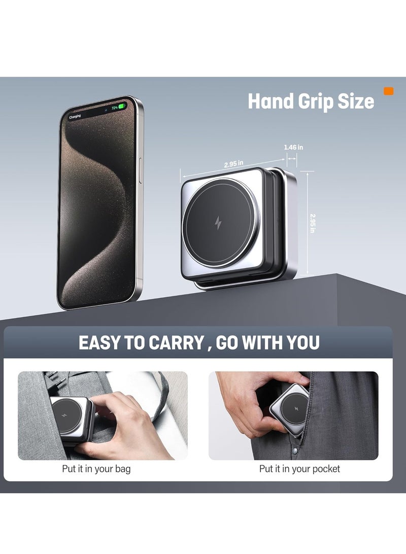 عام 2024 شاحن لاسلكي مطور 3 في 1، محطة شحن لاسلكية قابلة للطي مع إضاءة لشاحن Apple MagSafe، شاحن مغناطيسي للسفر متوافق مع سلسلة Apple Watch AirPods من iPhone 16/15/14/13/12 - Image 4