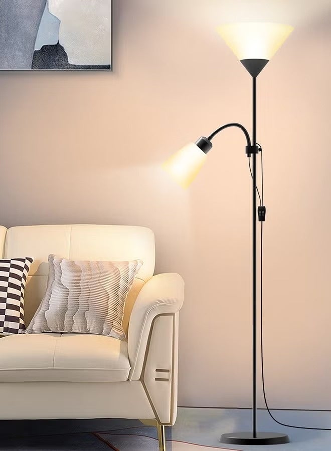 نورليان مصباح أرضي LED بإضاءة مزدوجة، مصباح أرضي عمودي مع ضوء قراءة قابل للتعديل، مصباح قائم لغرفة المعيشة وغرفة النوم - Image 1