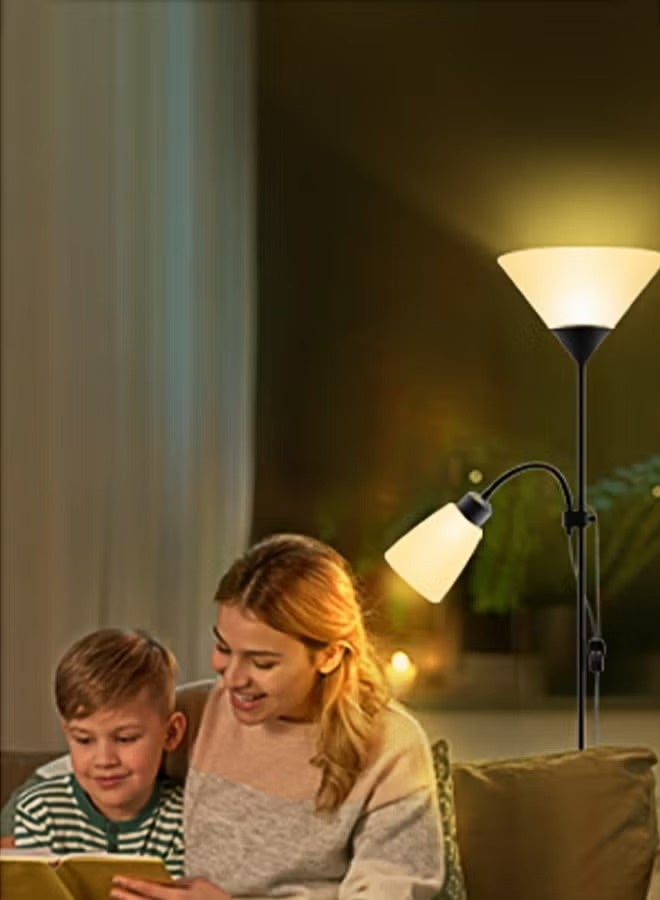 نورليان مصباح أرضي LED بإضاءة مزدوجة، مصباح أرضي عمودي مع ضوء قراءة قابل للتعديل، مصباح قائم لغرفة المعيشة وغرفة النوم - Image 5