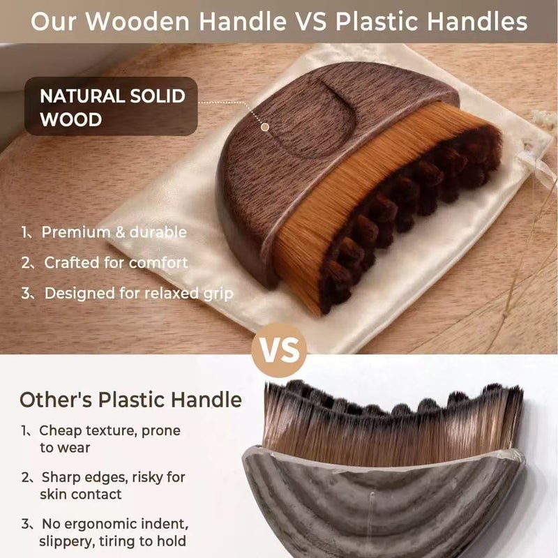 Facial Massage Brush 8.5*6*2.5Cm Brown - Crescent Shaped Brush Lymphatic Contour Brush for Facial Skincare & Makeup Application - Image 3