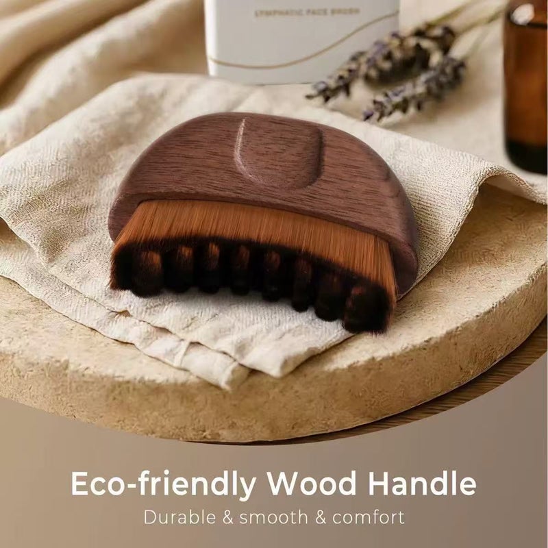 Facial Massage Brush 8.5*6*2.5Cm Brown - Crescent Shaped Brush Lymphatic Contour Brush for Facial Skincare & Makeup Application - Image 4