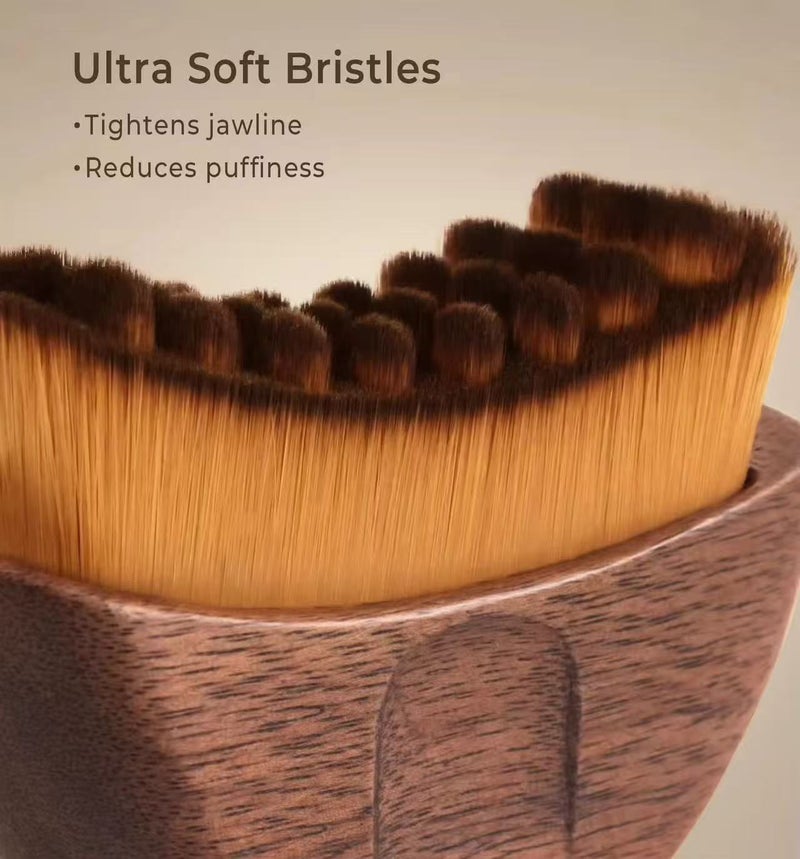 Facial Massage Brush 8.5*6*2.5Cm Brown - Crescent Shaped Brush Lymphatic Contour Brush for Facial Skincare & Makeup Application - Image 5