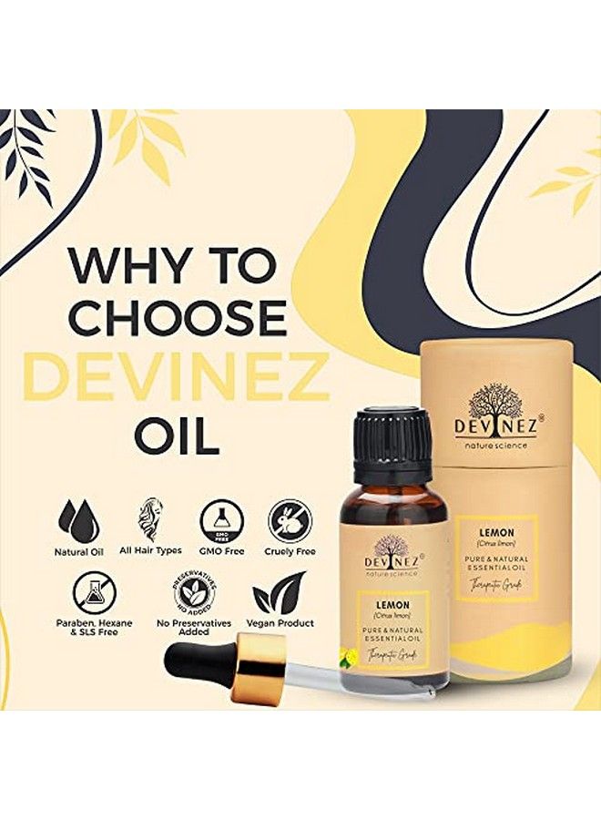 Devinez Lemon Cold Pressed Essential Oil 100% Pure Natural & Undiluted Therapeutic Grade For Face Aromatherapy Skin Pigmentation Hair And Massage 15Ml In Glass Bottle - Image 4