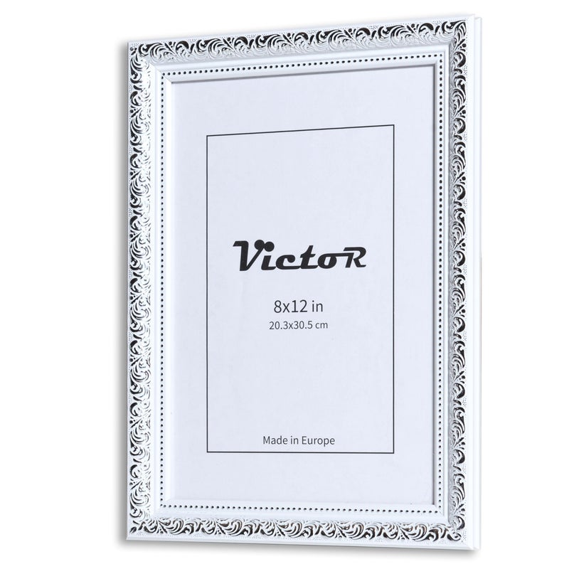 VictoR 8x12 Picture Frame Rubens White Silver - Picture Frames 8x12 - with Shutterproof Acrylic Glass - Antique Frames - White Frame 8 by 12 - Image 2