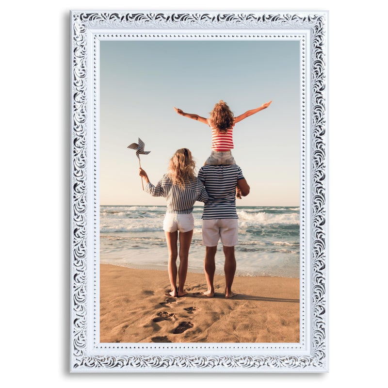 VictoR 8x12 Picture Frame Rubens White Silver - Picture Frames 8x12 - with Shutterproof Acrylic Glass - Antique Frames - White Frame 8 by 12 - Image 4