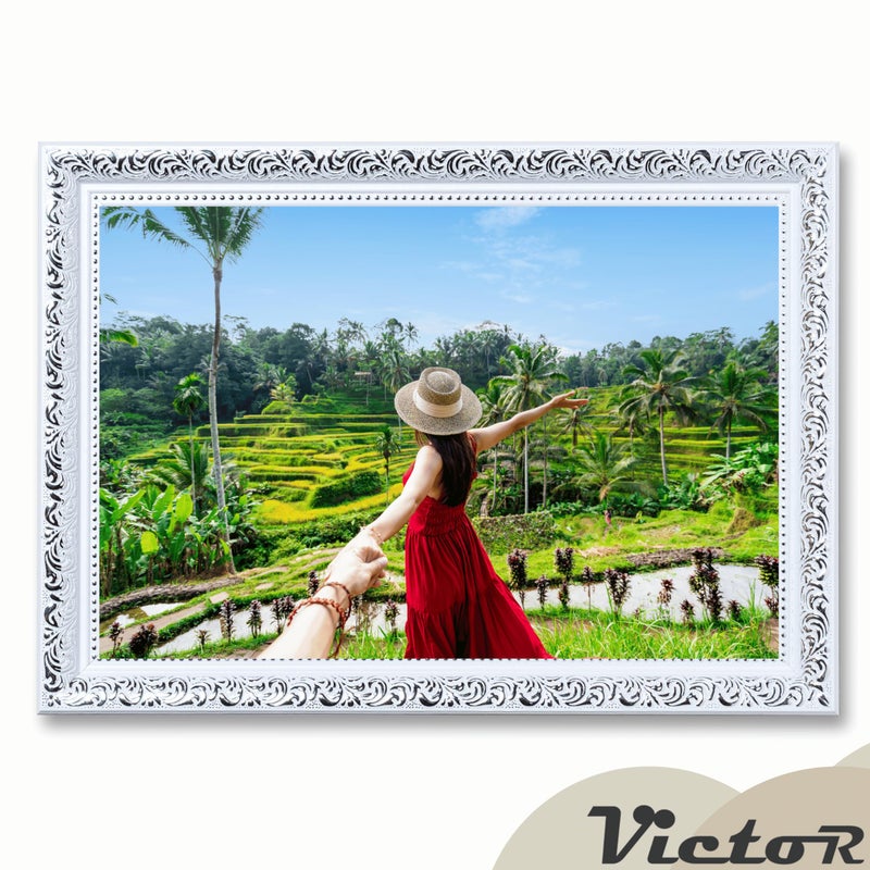 VictoR 8x12 Picture Frame Rubens White Silver - Picture Frames 8x12 - with Shutterproof Acrylic Glass - Antique Frames - White Frame 8 by 12 - Image 5