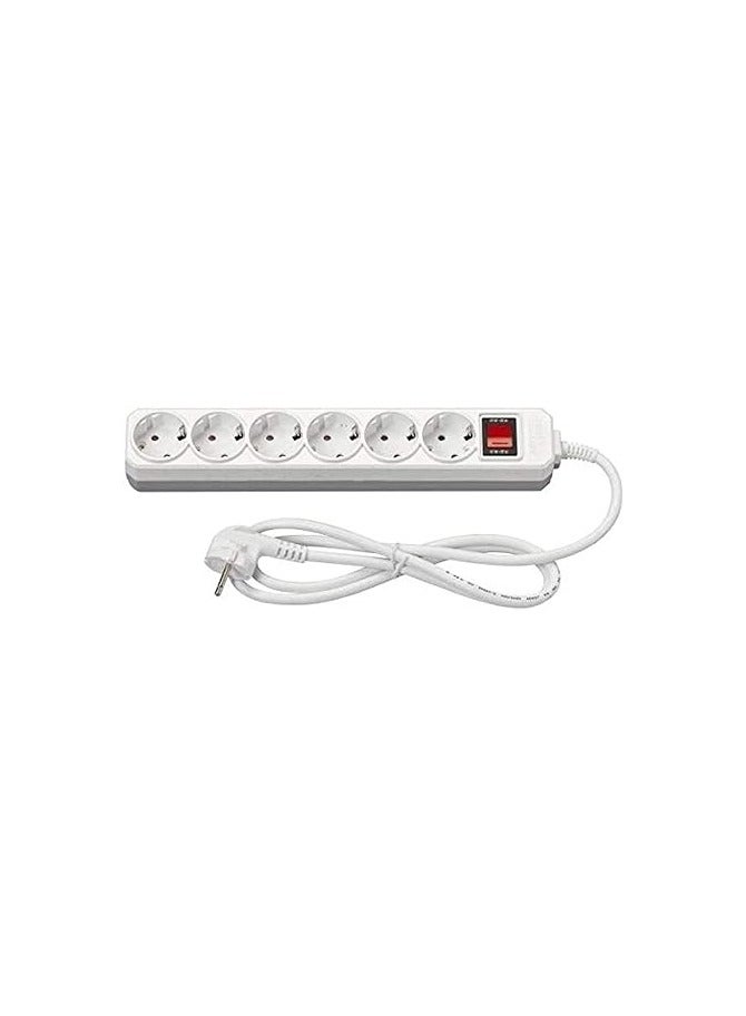 Electricity strip with 6-outlet (eye) with a 5-meter wire length and equipped with a lighted switch