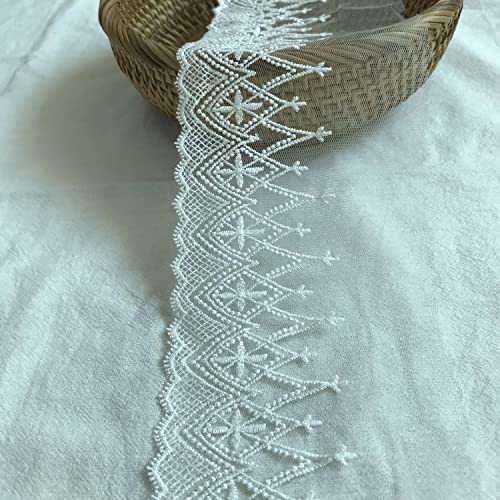 Sourcemall Lace Trim Ribbon Delicate Ribbon for Crafts Sewing and Bridal Wedding Dress Applique Decorations39inch Width 5 YardsLot White - Image 1