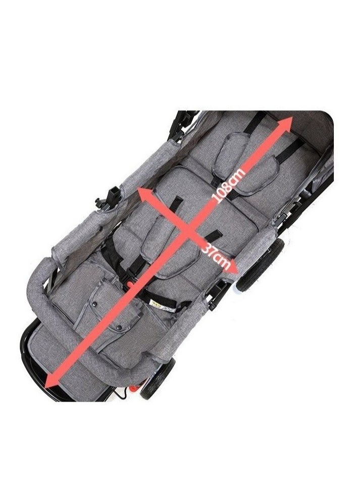 BABYCARA Stylish Baby Stroller Double Seat Twin Adjustable Seats And Complete Lay Down Foldable  - Image 4