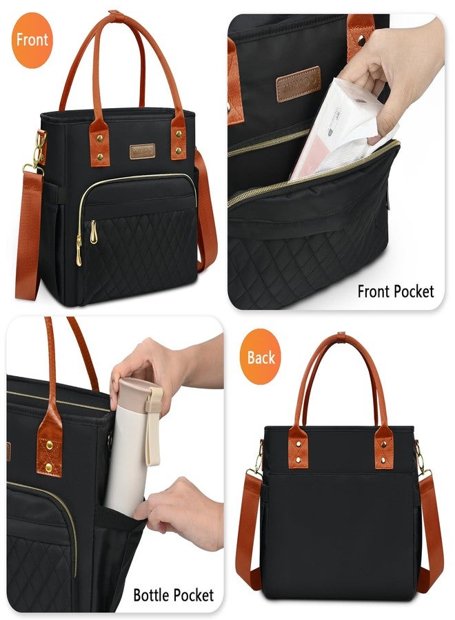 MIYCOO Lunch Bag Lunch Box Women - Leakproof Insulated Lunch Cooler Bag for Women - Large Lunch Tote Bags Adults, Black Orange - Image 3