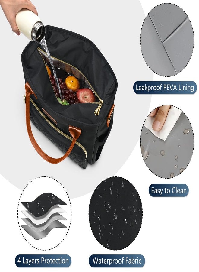 MIYCOO Lunch Bag Lunch Box Women - Leakproof Insulated Lunch Cooler Bag for Women - Large Lunch Tote Bags Adults, Black Orange - Image 2