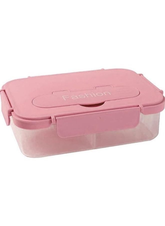 Generic Lunch Box for Boys and Girls - Large Capacity Food Container with Spoon and Fork - Perfect Size Durable Lunch Box for Meals on the Go, BPA Free, Food-Grade Materials, and Microwave Safe (Pink)  - Image 3
