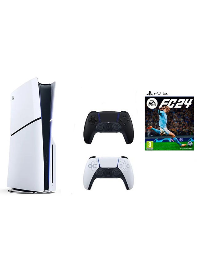 Sony PlayStation 5 Disc Slim Console With Extra Black Controller And FC 24 - Image 1