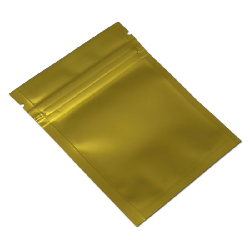PABCK 100 Pcs 2.9x3.9inch (2.5x2.7inch inside size) Matte Gold Front Window Resealable Foil Zipper Lock Pouch for Zip Reclosable Lock Food Storage Bags Heat Seal Pouch Airtight Edible Grocery Pack - Image 4