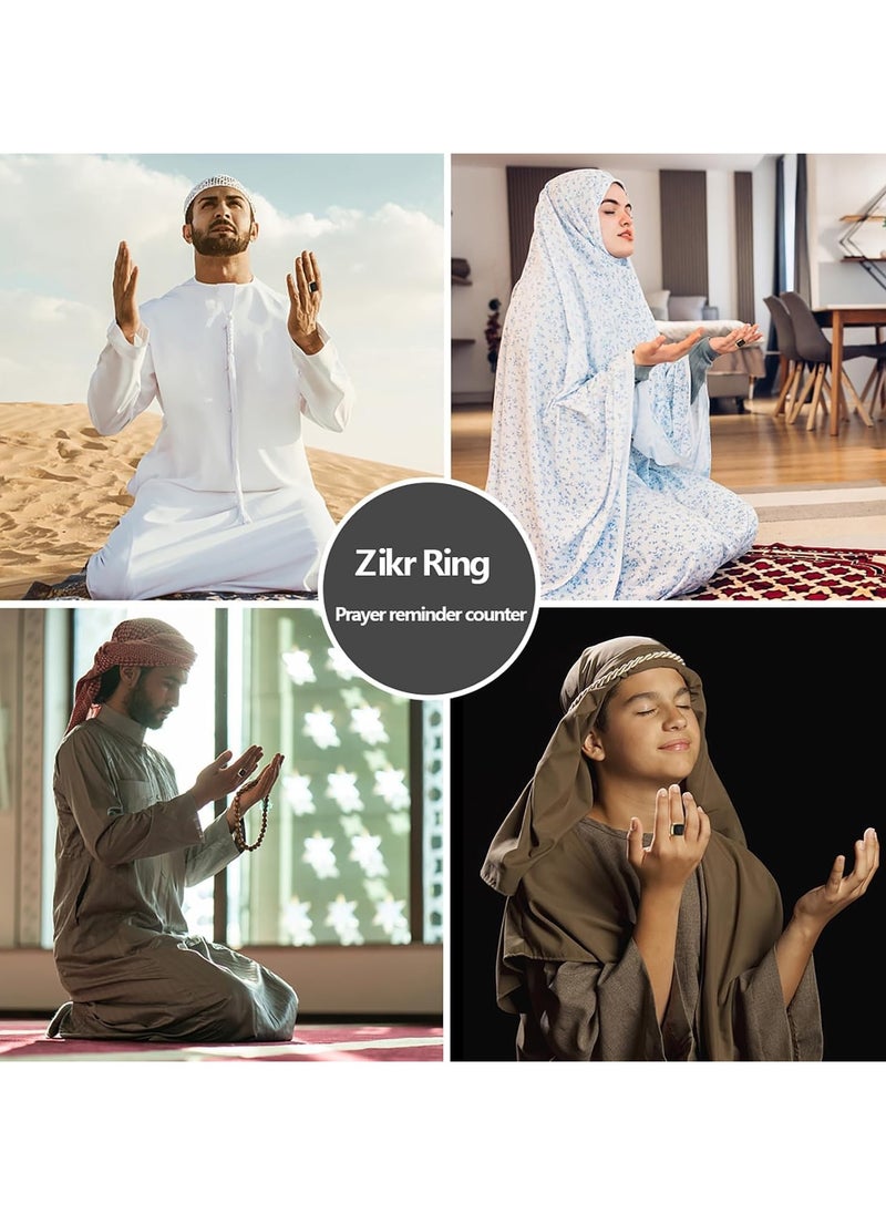 LIXES - Smart Tasbih Zikr Ring, 20mm Digital Azan Alarm Clock, Muslim Prayer Timing Reminder, Oled Display, Wearable Technology, Waterproof Tasbih Counter Smart Ring (Black) - Image 1