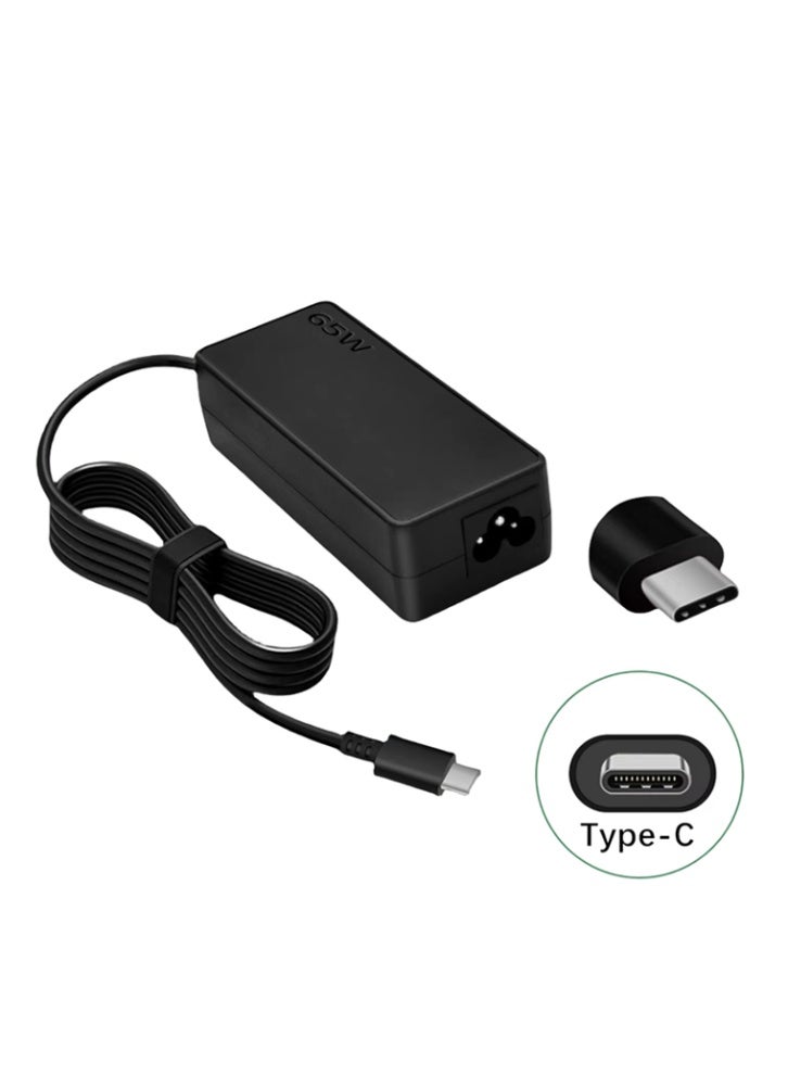 ساكون شاحن سريع USB من النوع C بقوة 65 واط مع كابل طاقة ثلاثي الأطراف لجميع أنواع شواحن أجهزة الكمبيوتر المحمولة، يدعم أجهزة الكمبيوتر المحمولة والهواتف المحمولة والأجهزة اللوحية وأجهزة الكمبيوتر. - Image 2